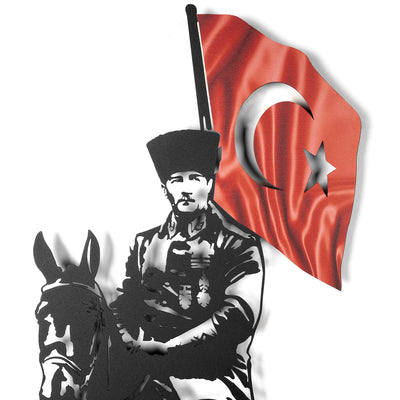 Bayraklı Atatürk Metal Tablo - APT795