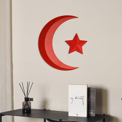3D Türk Bayrağı Ay ve Yıldız Metal Duvar Tablosu - APT769