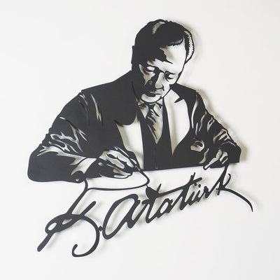 Atatürk ve İmza Metal Duvar Tablosu - APT761