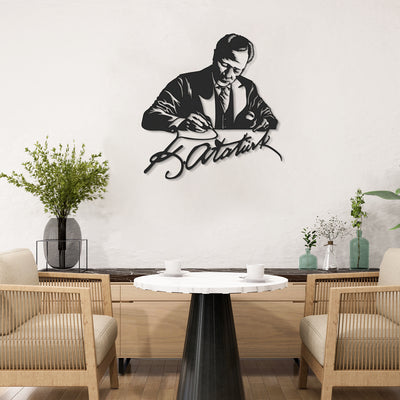 Atatürk ve İmza Metal Duvar Tablosu - APT761