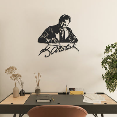 Atatürk ve İmza Metal Duvar Tablosu - APT761