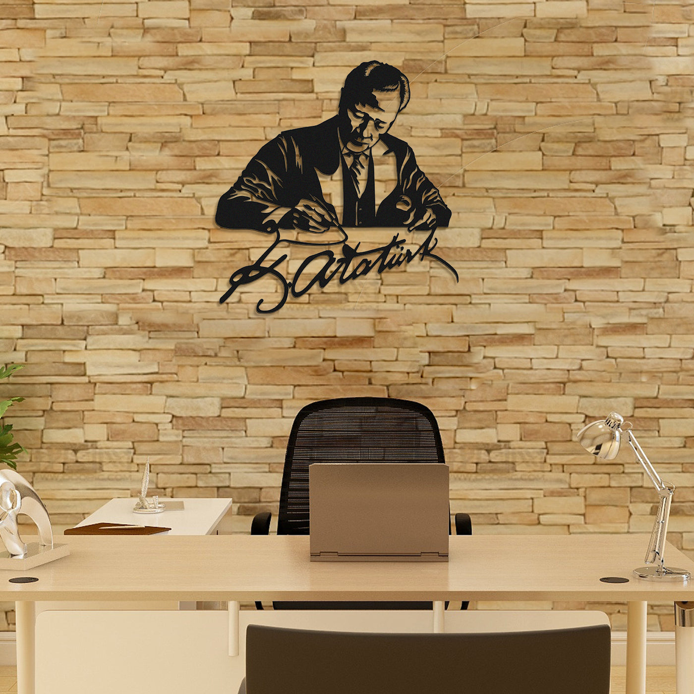 Atatürk ve İmza Metal Duvar Tablosu - APT761