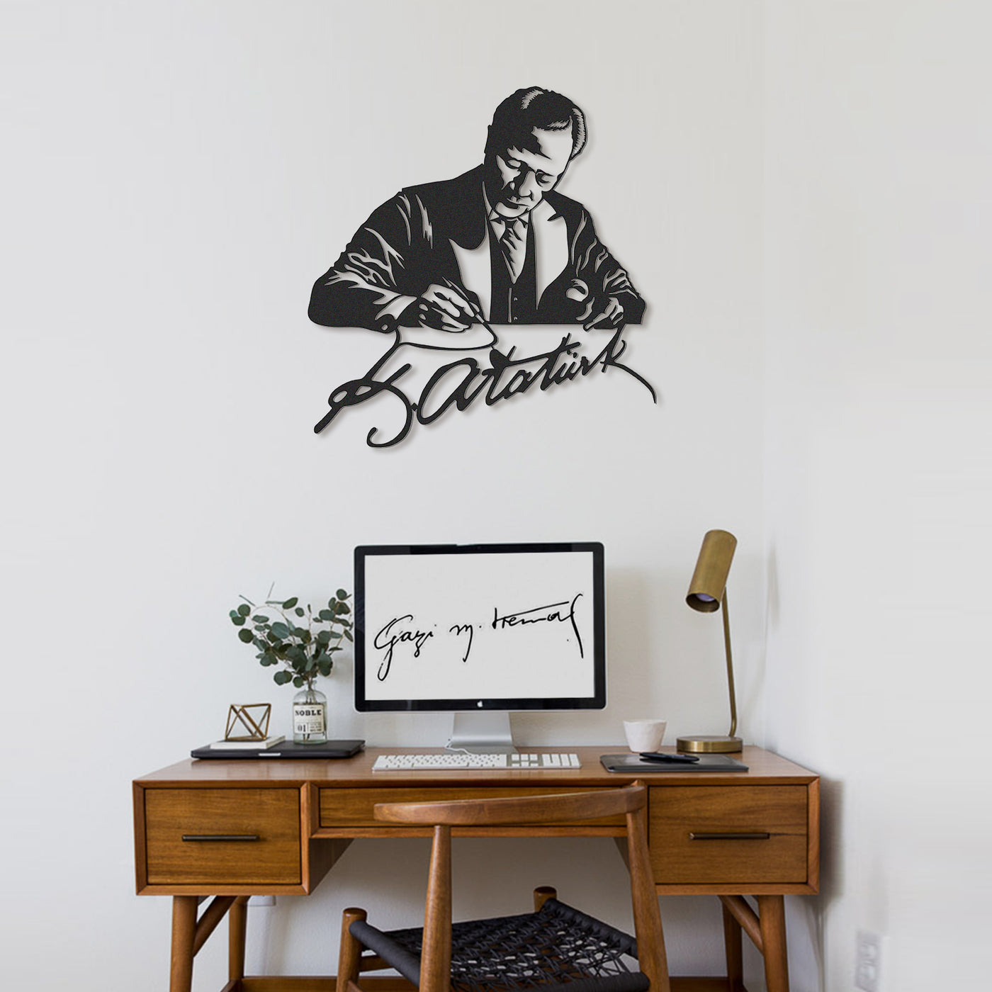 Atatürk ve İmza Metal Duvar Tablosu - APT761