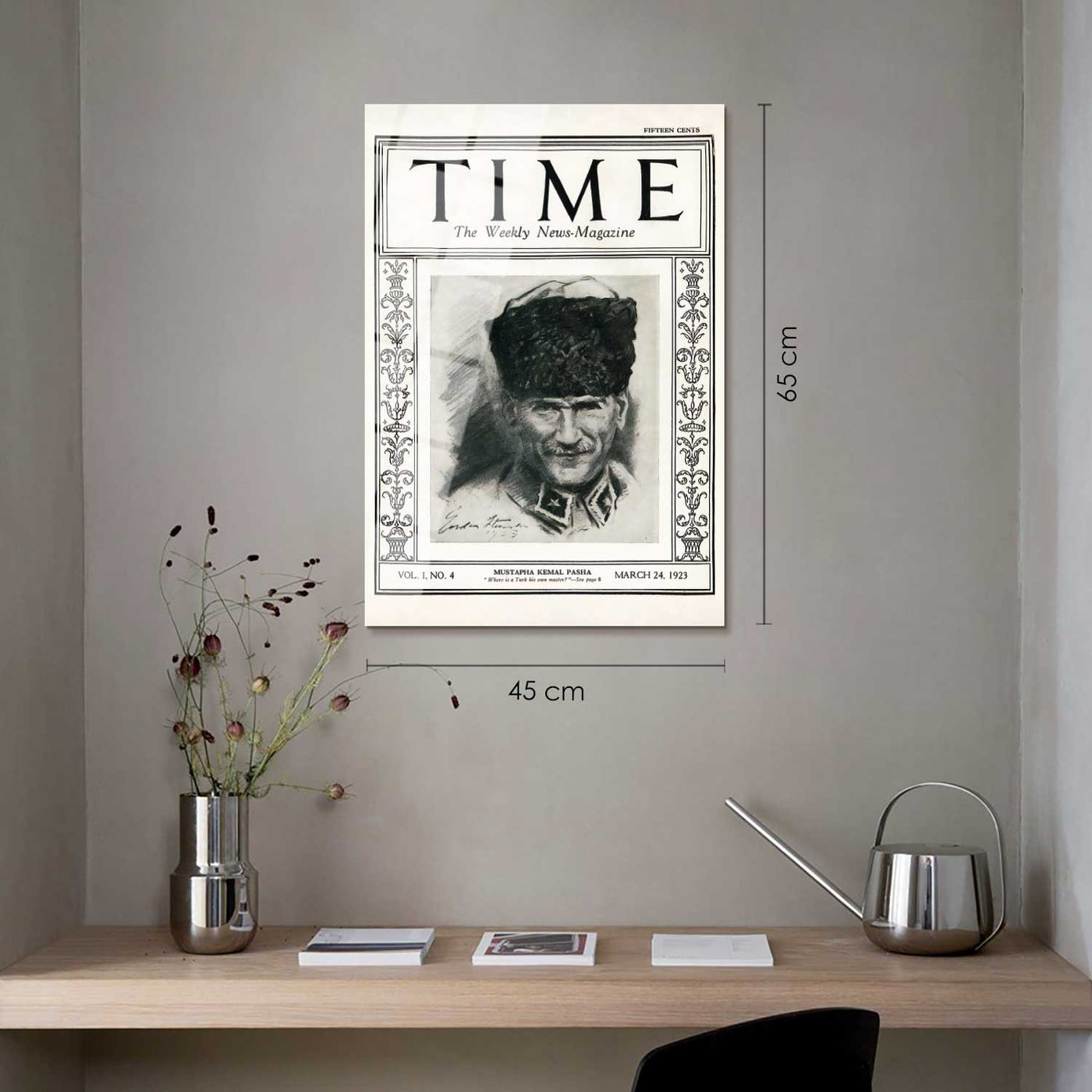 Atatürk ve Time Dergisi - 1923 Cam Tablo - ATC049