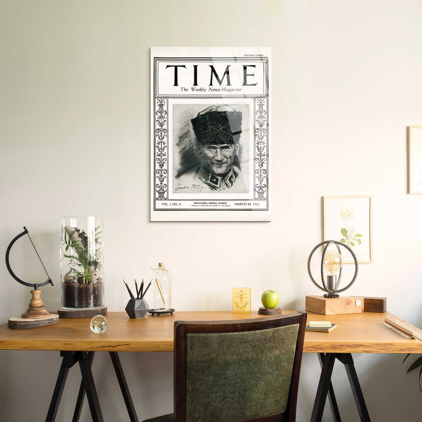 Atatürk ve Time Dergisi - 1923 Cam Tablo - ATC049