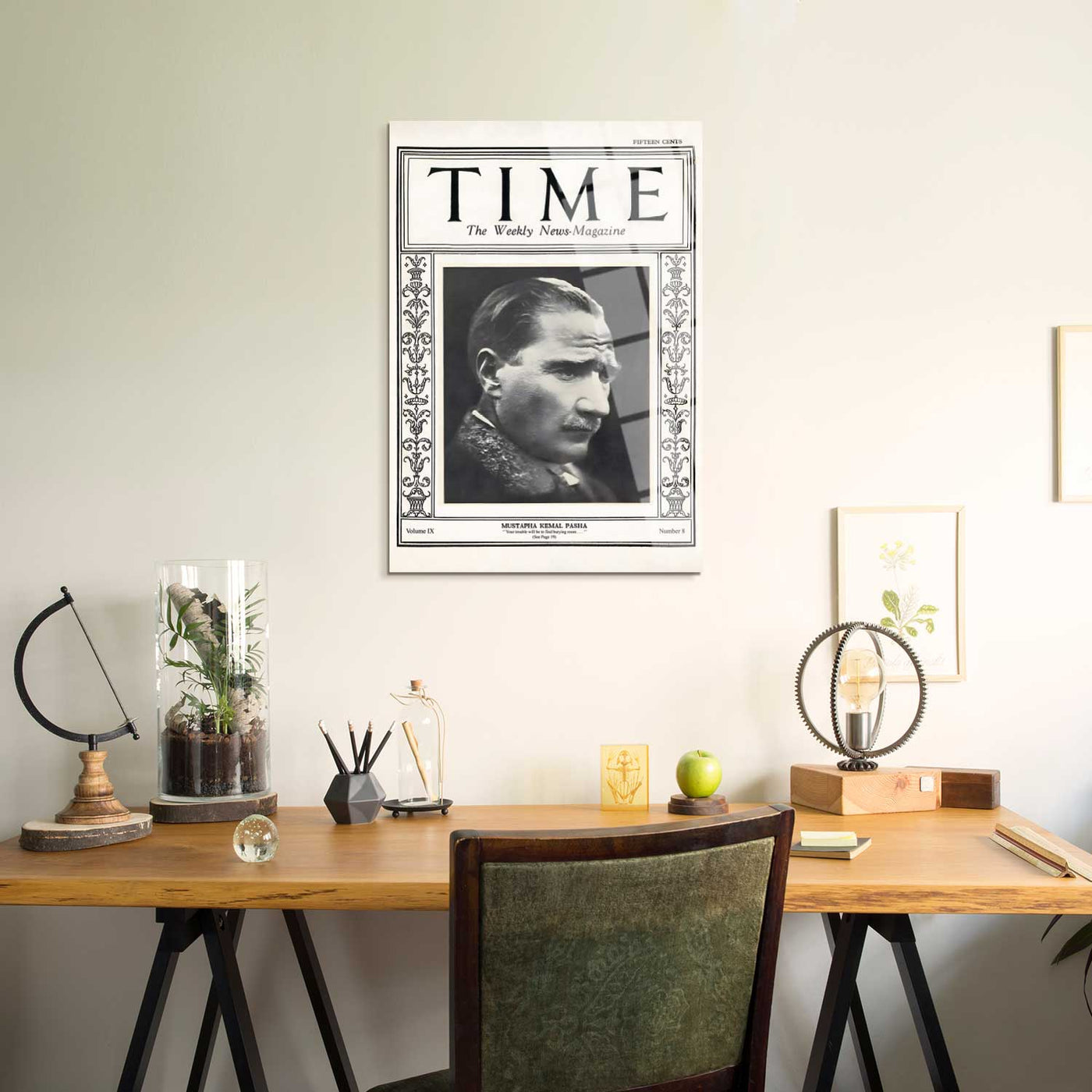 Atatürk ve Time Dergisi - 1927 Cam Tablo - ATC050