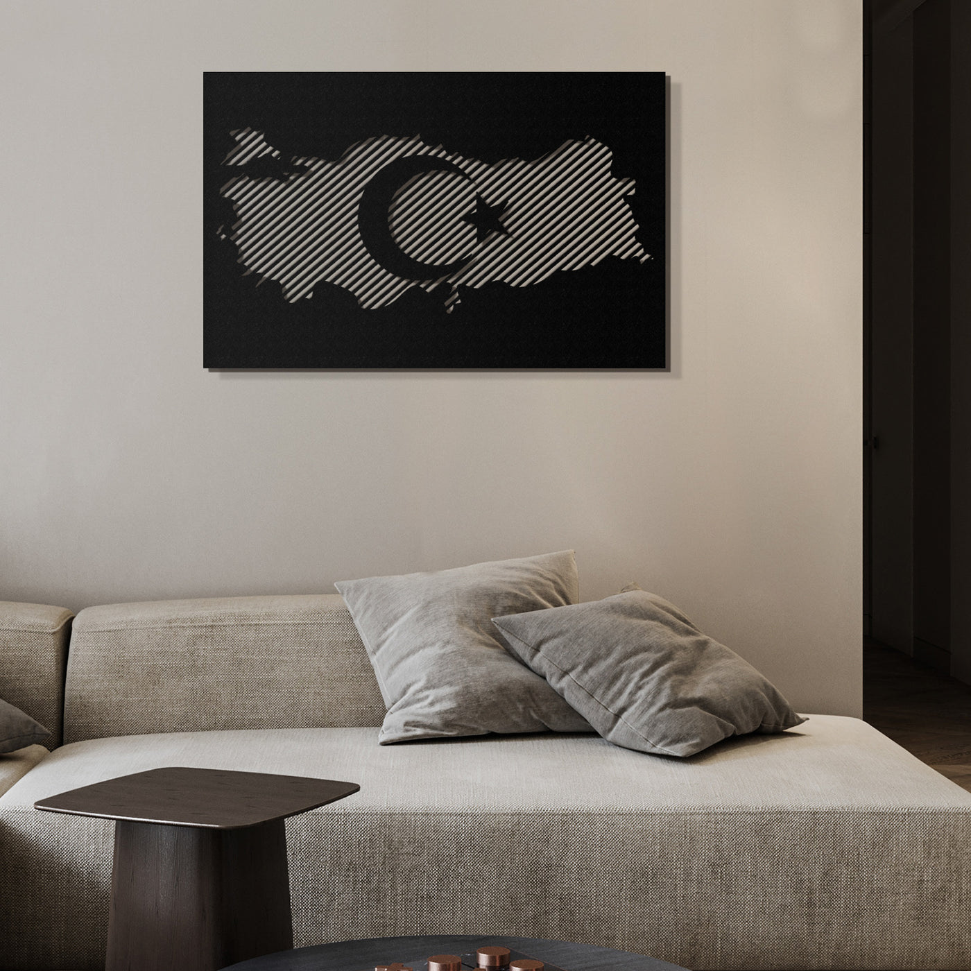 Türkiye Haritası ve Bayrak Metal Duvar Tablosu - APT176