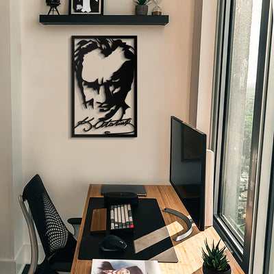 Atatürk ve İmza Metal Duvar Tablosu - APT183