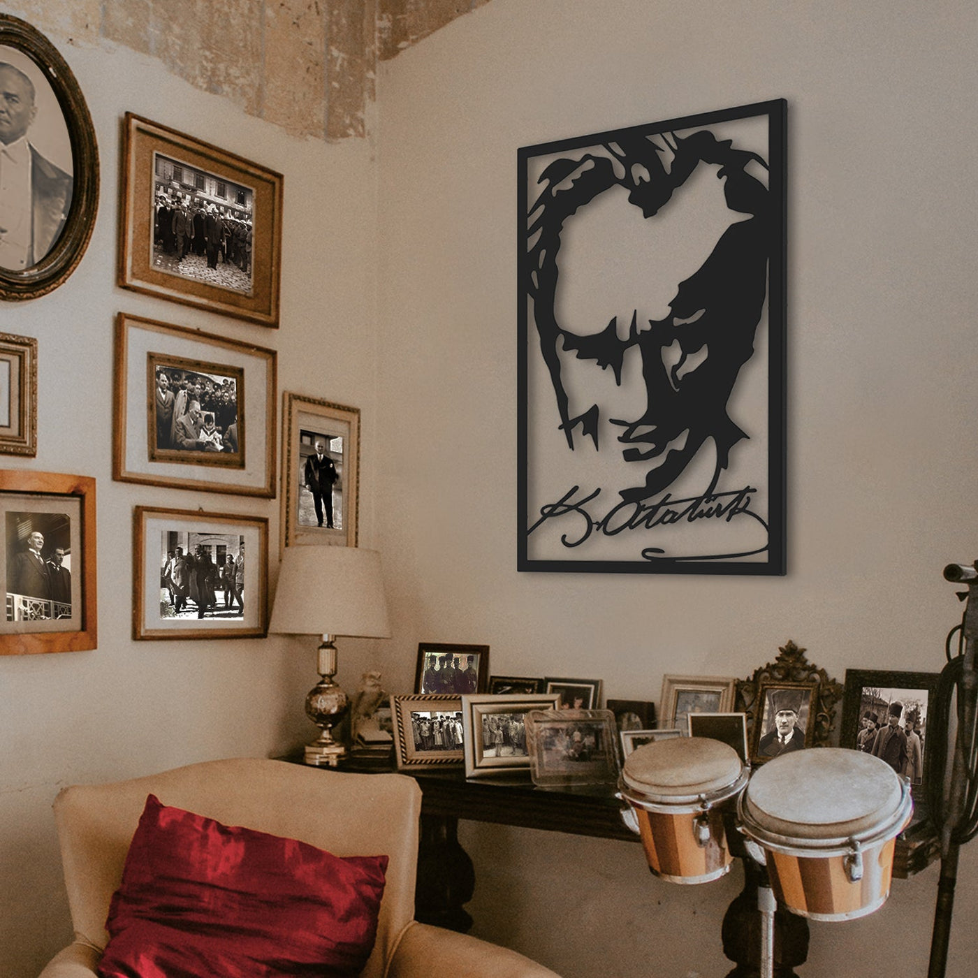 Atatürk ve İmza Metal Duvar Tablosu - APT183