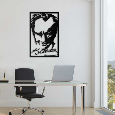 Atatürk ve İmza Metal Duvar Tablosu - APT183