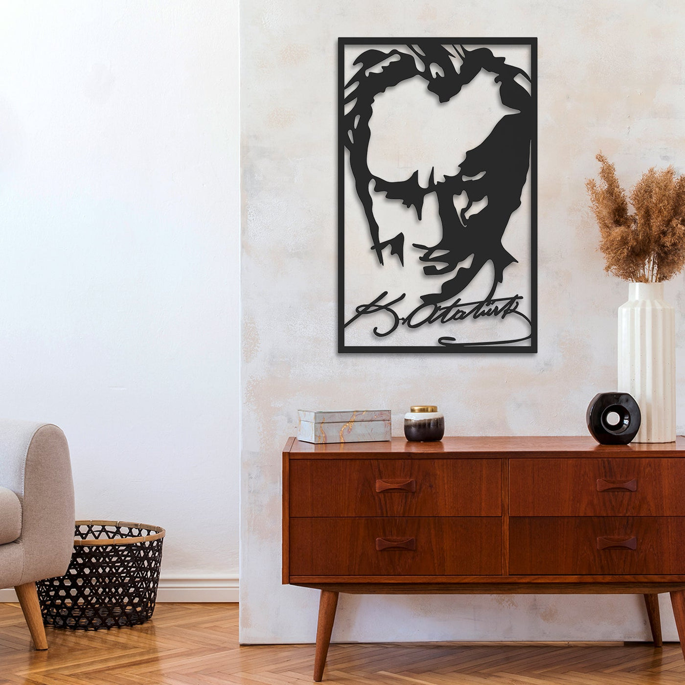 Atatürk ve İmza Metal Duvar Tablosu - APT183