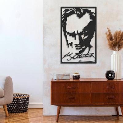Atatürk ve İmza Metal Duvar Tablosu - APT183