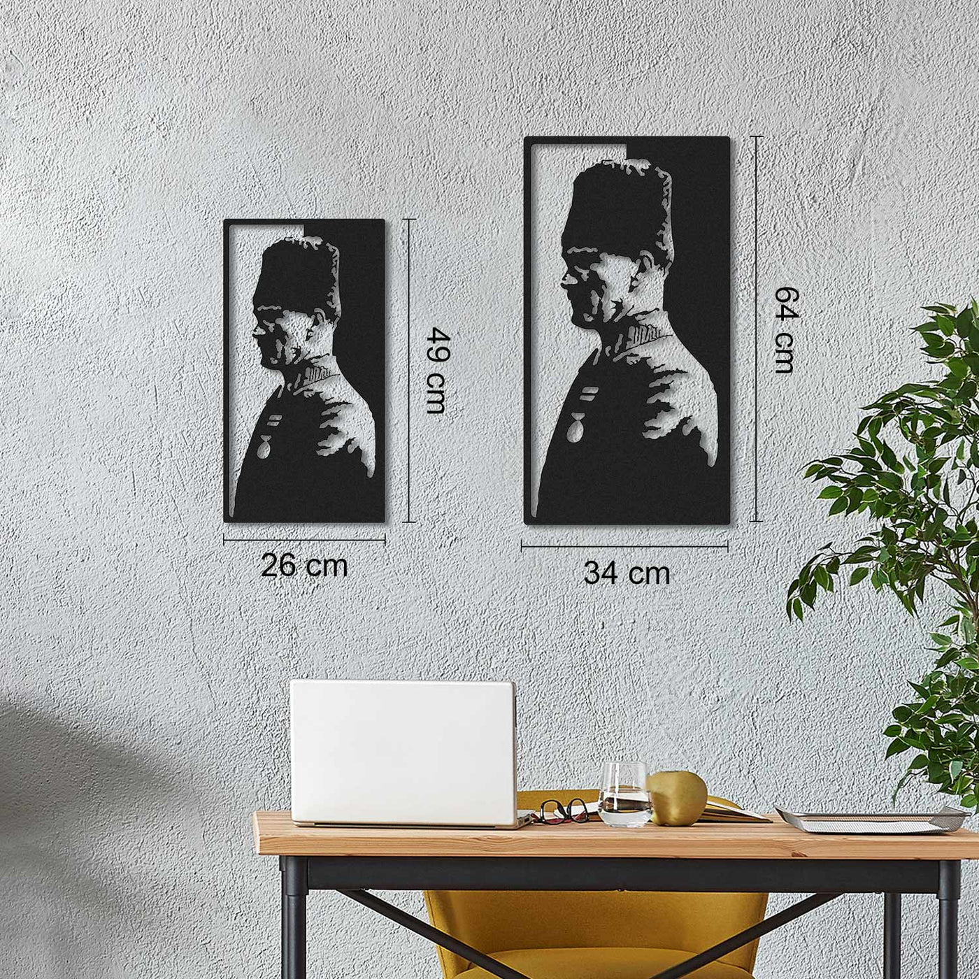 Çerçeveli Atatürk Silüetİ Metal Duvar Tablosu - APT645