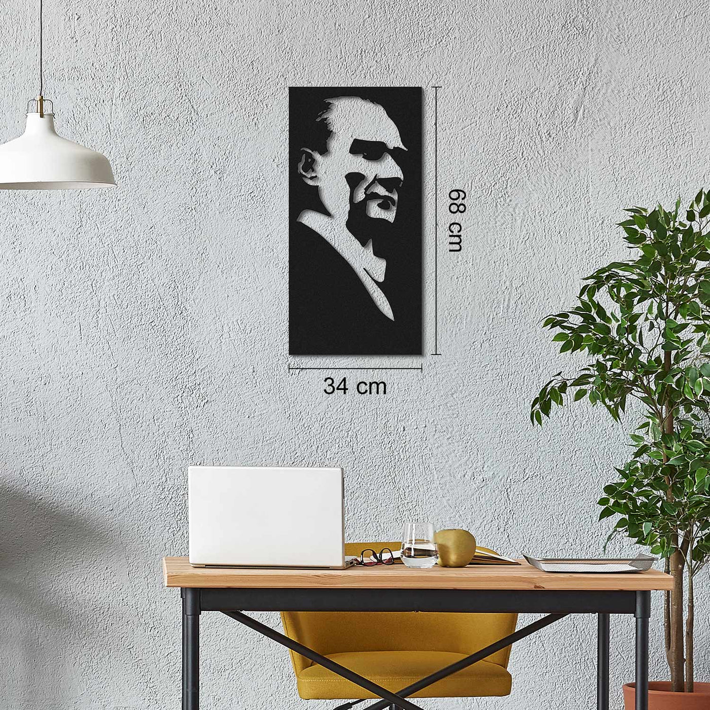 Led'li Atatürk Portresi Metal Duvar Tablosu - APT643