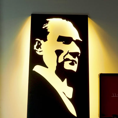 Led'li Atatürk Portresi Metal Duvar Tablosu - APT643
